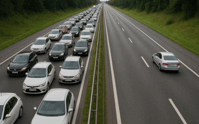 Van lege weg naar stroom verkeer